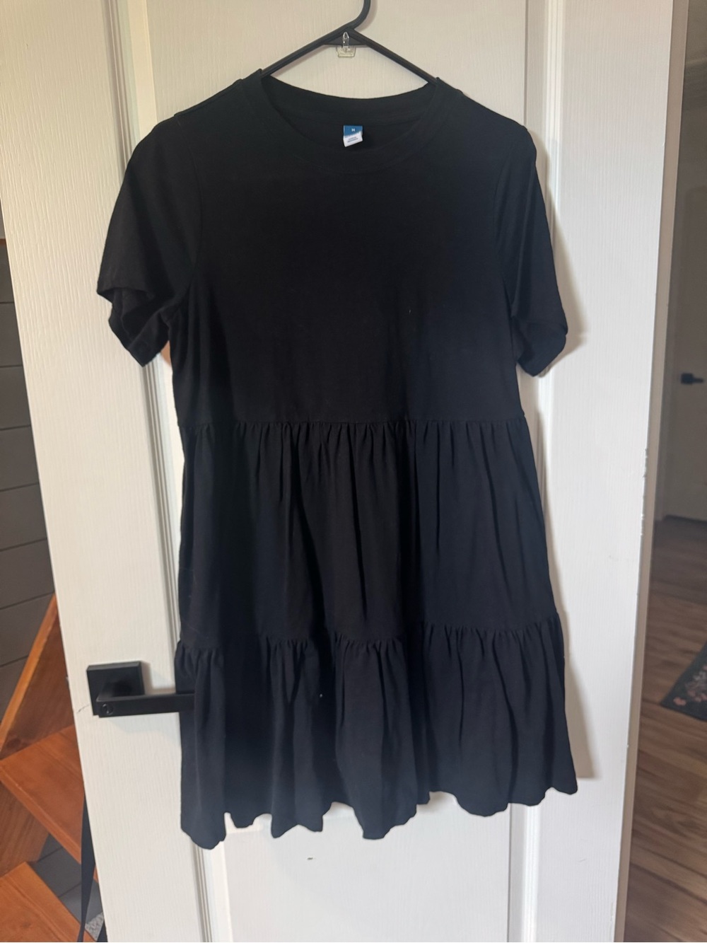 Old Navy Black Short-Sleeve Tiered Girls Dress